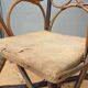 Fauteuil enfant 1890 châtaigner, rotin et velours damassé