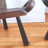 Pair of brutalist chairs tripod feet