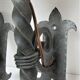 Pair of wall lamps torch glass flame and metal early XXth