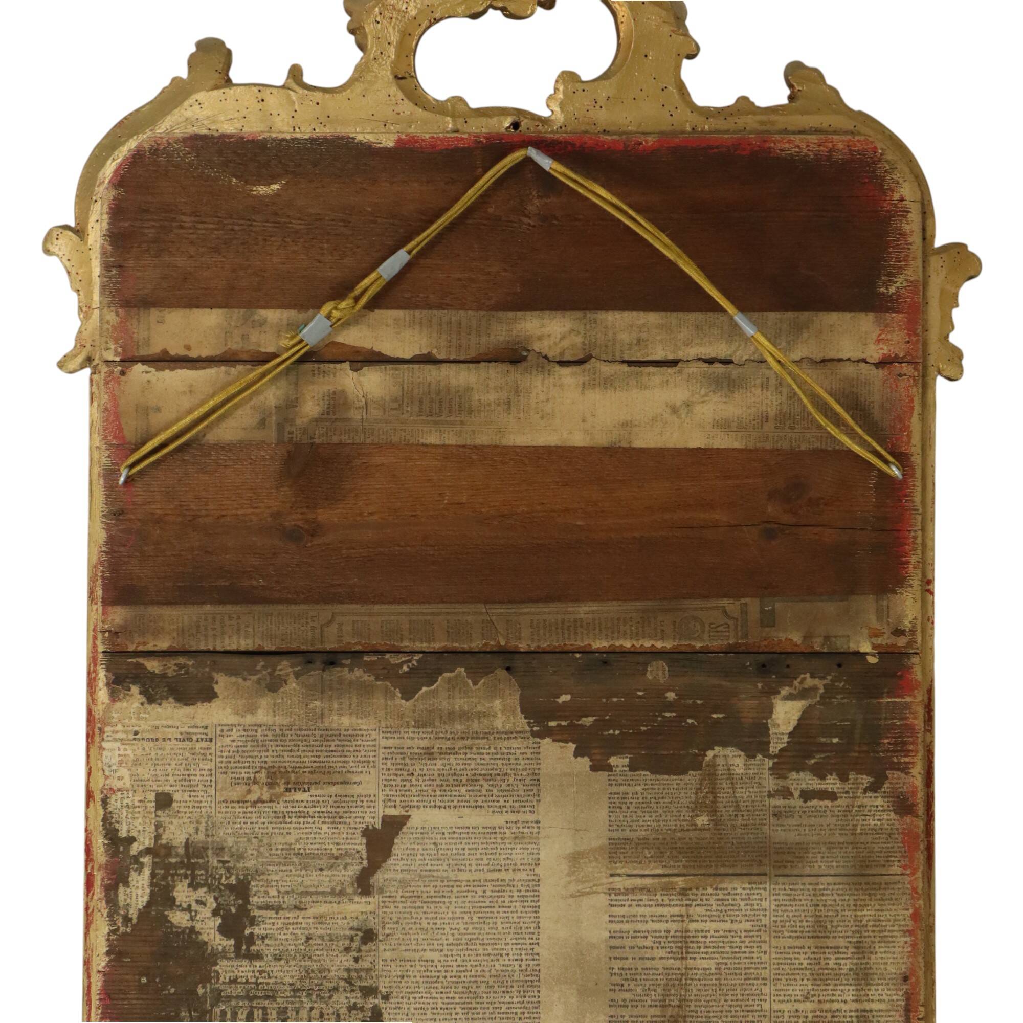 Miroir ancien français doré de style baroque du XIXe siècle 148 cm