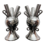 2 Large Vintage Vases • Chrome Ceramic • XXL • 1990