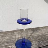 Bougeoir en verre soufflé bleu