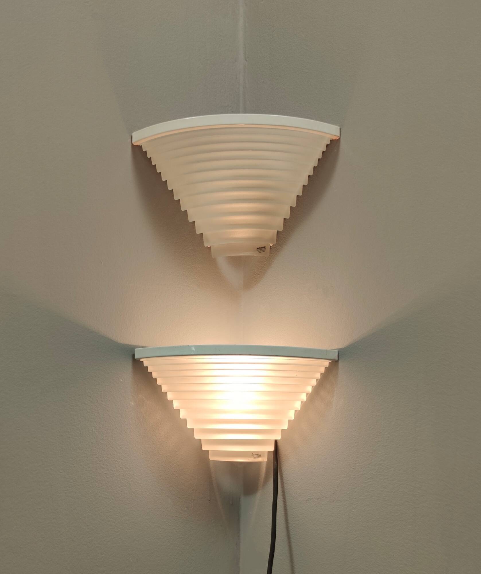Pair of Egisto Corner Sconces by Angelo Mangiarotti for Artemide