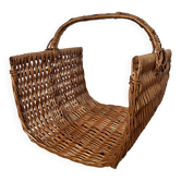 Panier porte-bûches, osier tressé