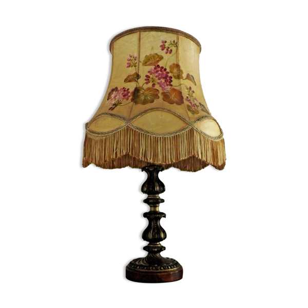 Vintage French Country Table Lamp Brass Base Decorative Hide Shade Selency Vintage French Country Table Lamp Brass, Old French Lamp Shades