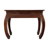Solid wood console in colonial style – curved legs – drawer – 100x40x81cm