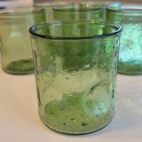 6 vintage bubble glass glasses