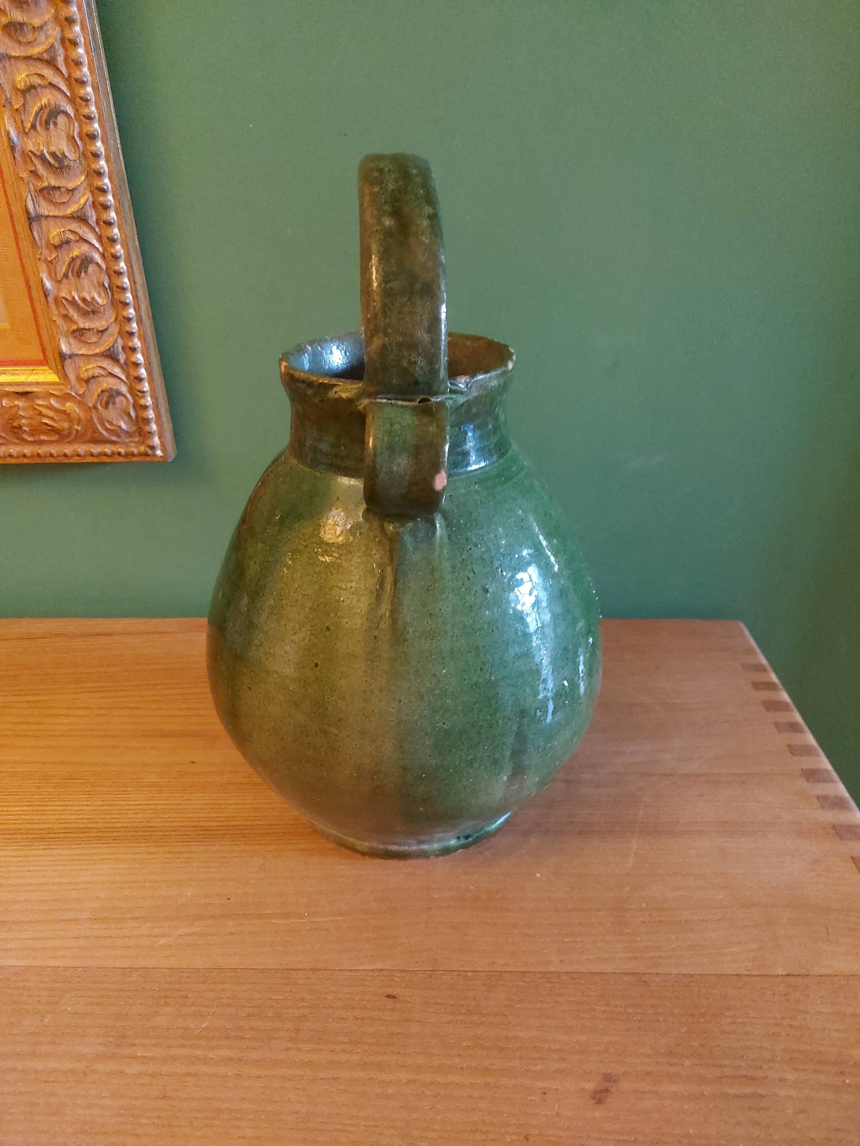 Jug, glazed earthenware gargoulette, Provence