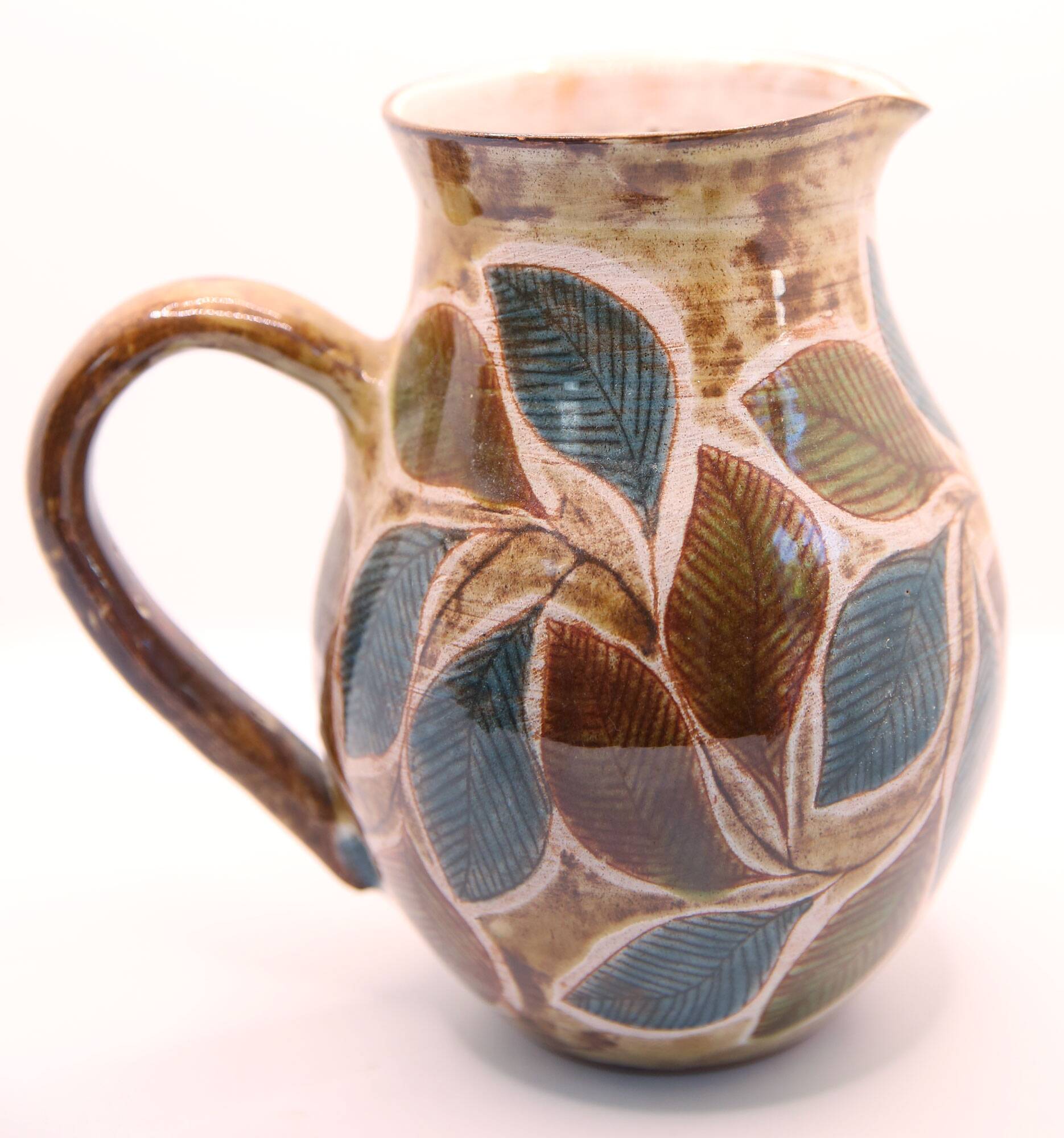 Sixties pitcher with foliage by Jean-Claude Malarmey in Vallauris
