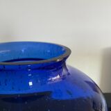 Vintage vase in cobalt blue bubbled glass paste