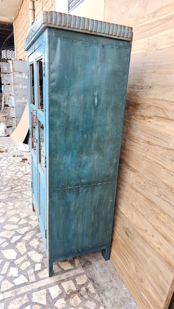 Ancien vaisselier Art déco en teck birman