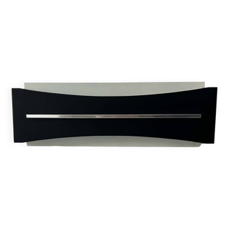 Vintage modernist wall lamp, black, white and chrome, France 1960