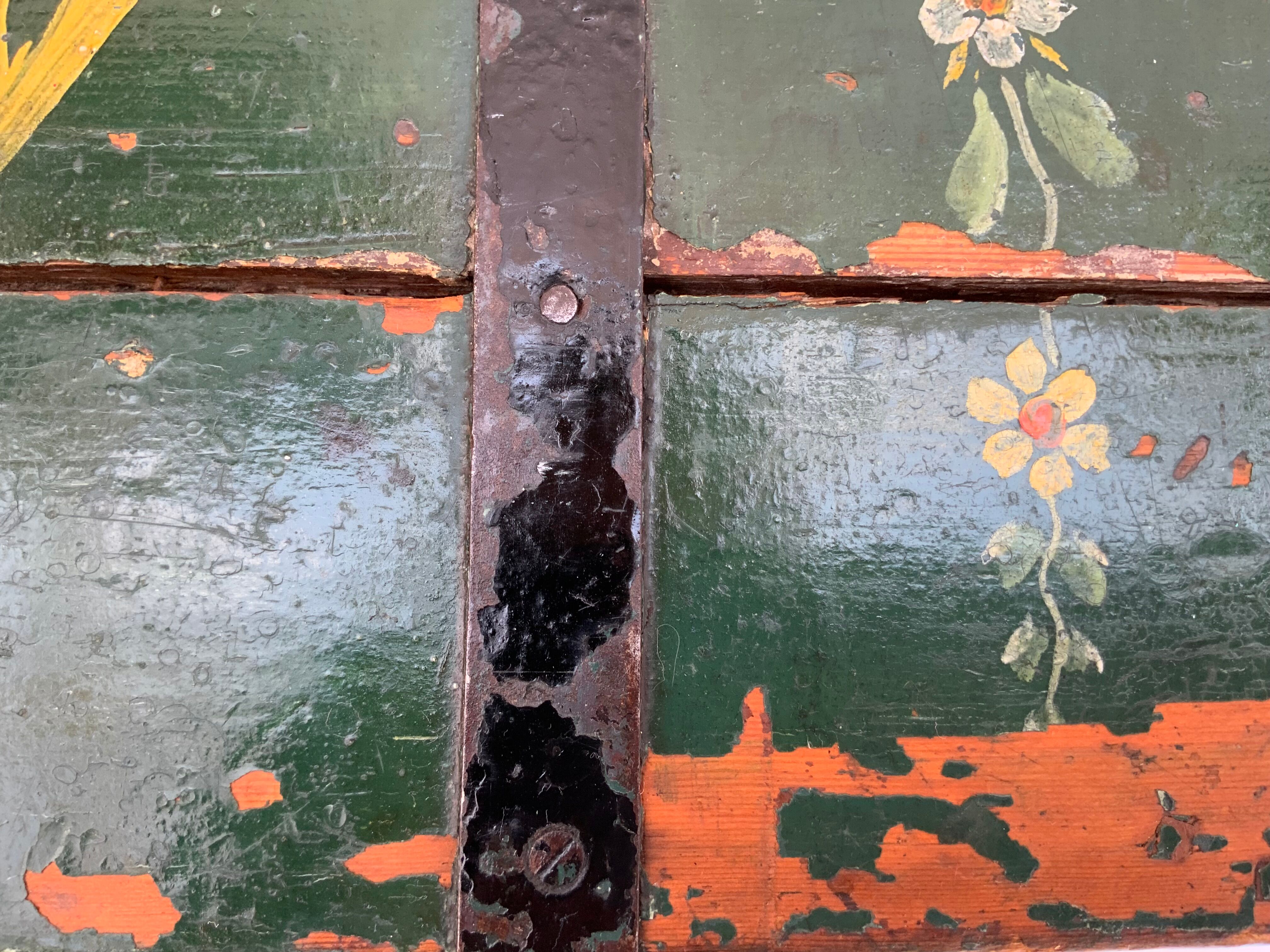 Antique hand painted swedish chest or trunk/ coffee table