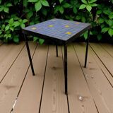 Table d'appoint vintage en mosaïque bleue / table à plantes