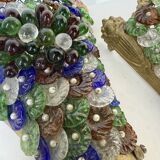 Pair of Art Nouveau bronze and Murano glass wall lights