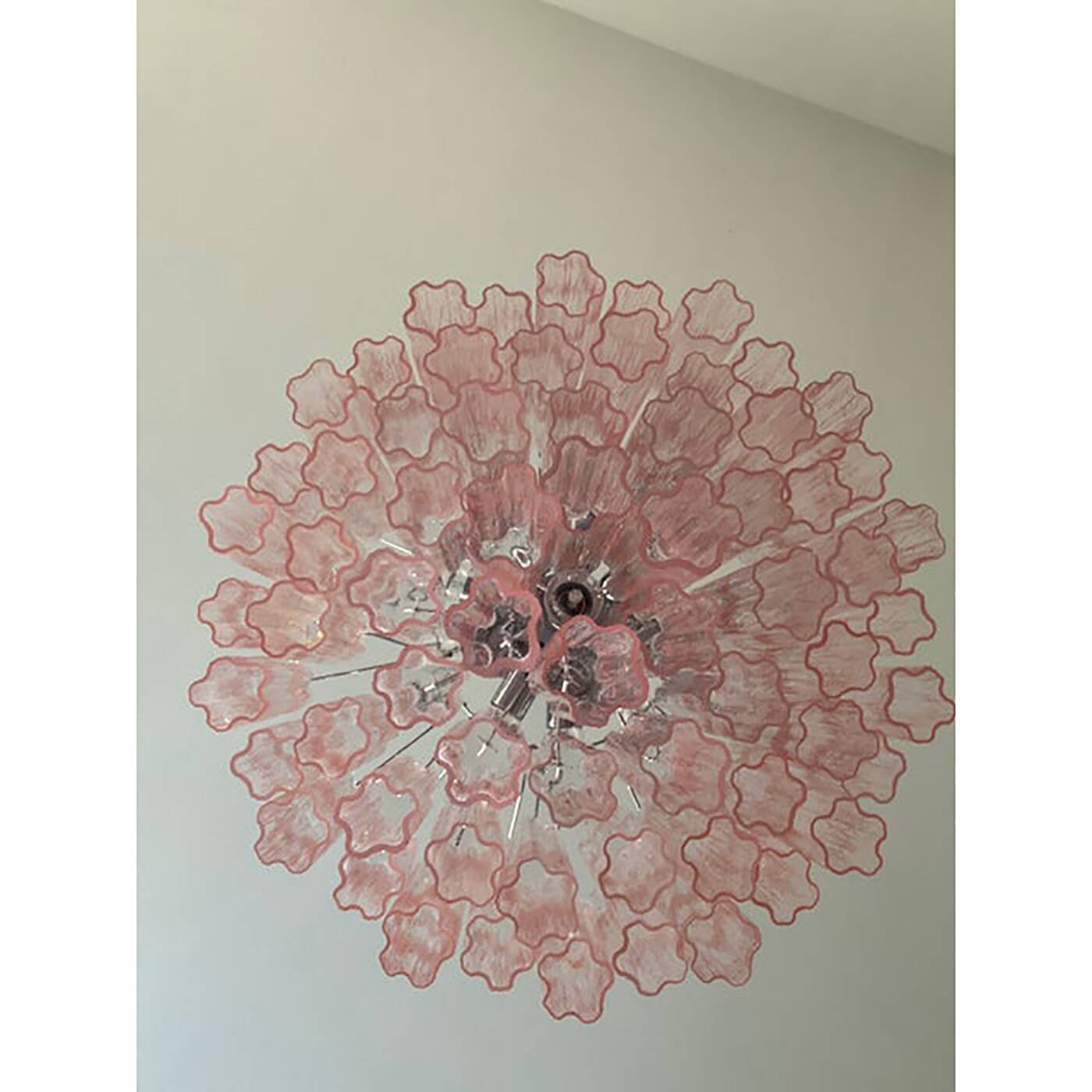 Contemporary Pink “Tronchi” Murano Glass Chandelier
