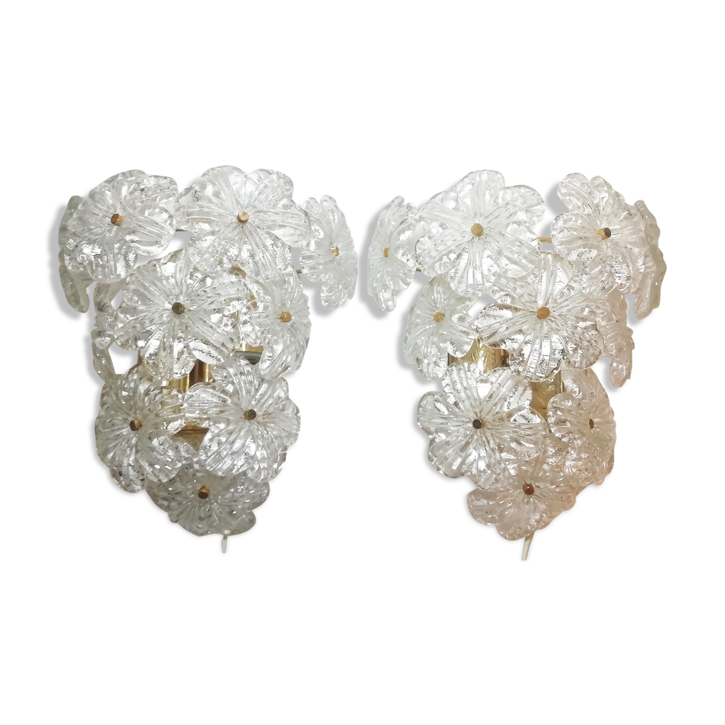 Pair of Murano glass flower wall light