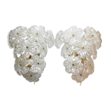 Pair of Murano glass flower wall light