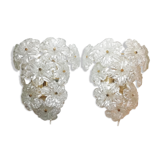 Pair of Murano glass flower wall light
