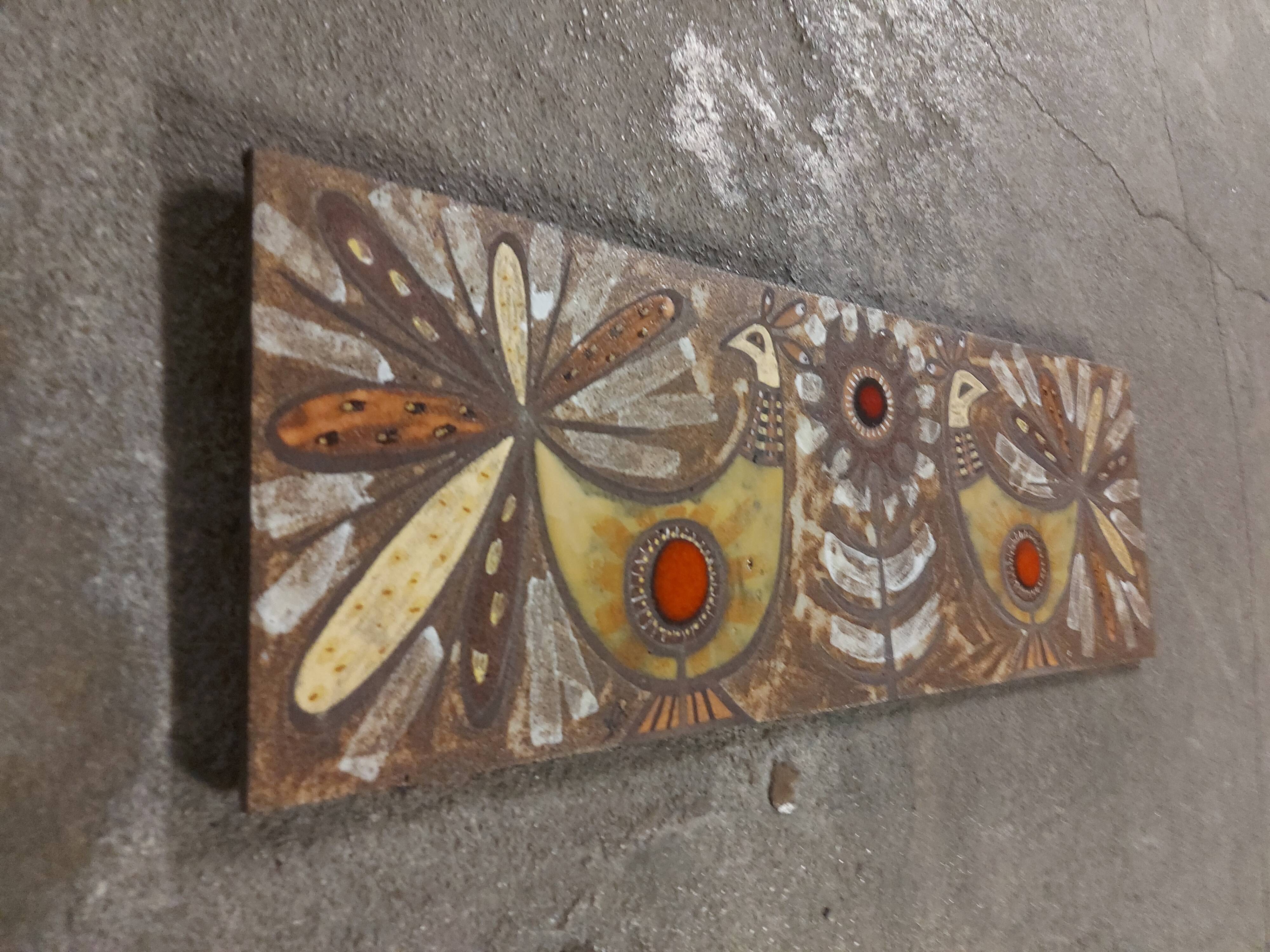 Plate, enamelled lava panel J.G Picard, Vallauris