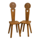 Pair of antique Catalan chairs with sun face motifs, Cerdagne
