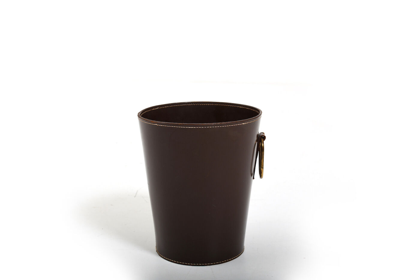 Carl auböck 1950s brown leather waste paper basket
