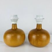 Pair of wooden ball lamps in Scandinavian style, 1960s.