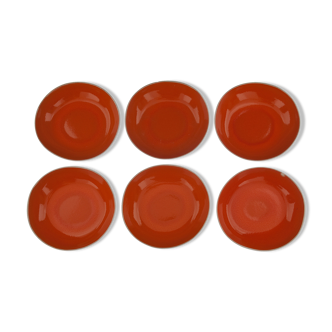 6 orange porcelain skullcap plates