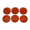 6 orange porcelain skullcap plates