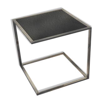 Table d'appoint des années 70 chrome et verre fumé
