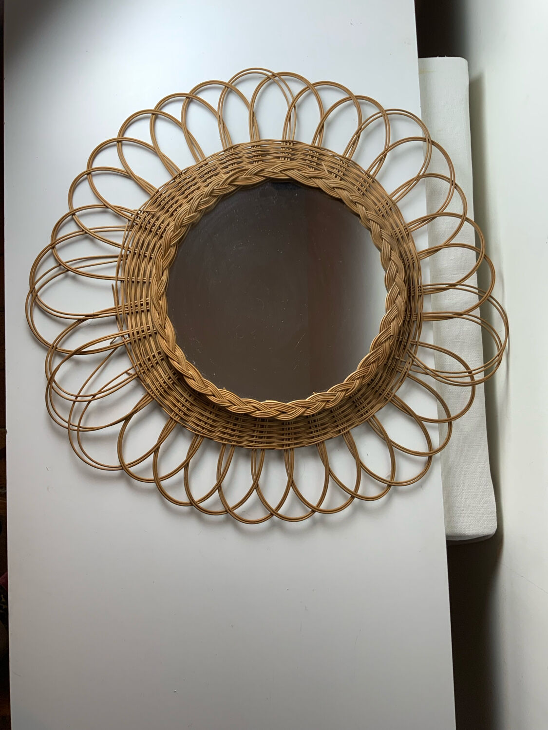 Vintage wicker mirror