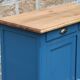 Vintage deep blue Parisian sideboard & natural wood top