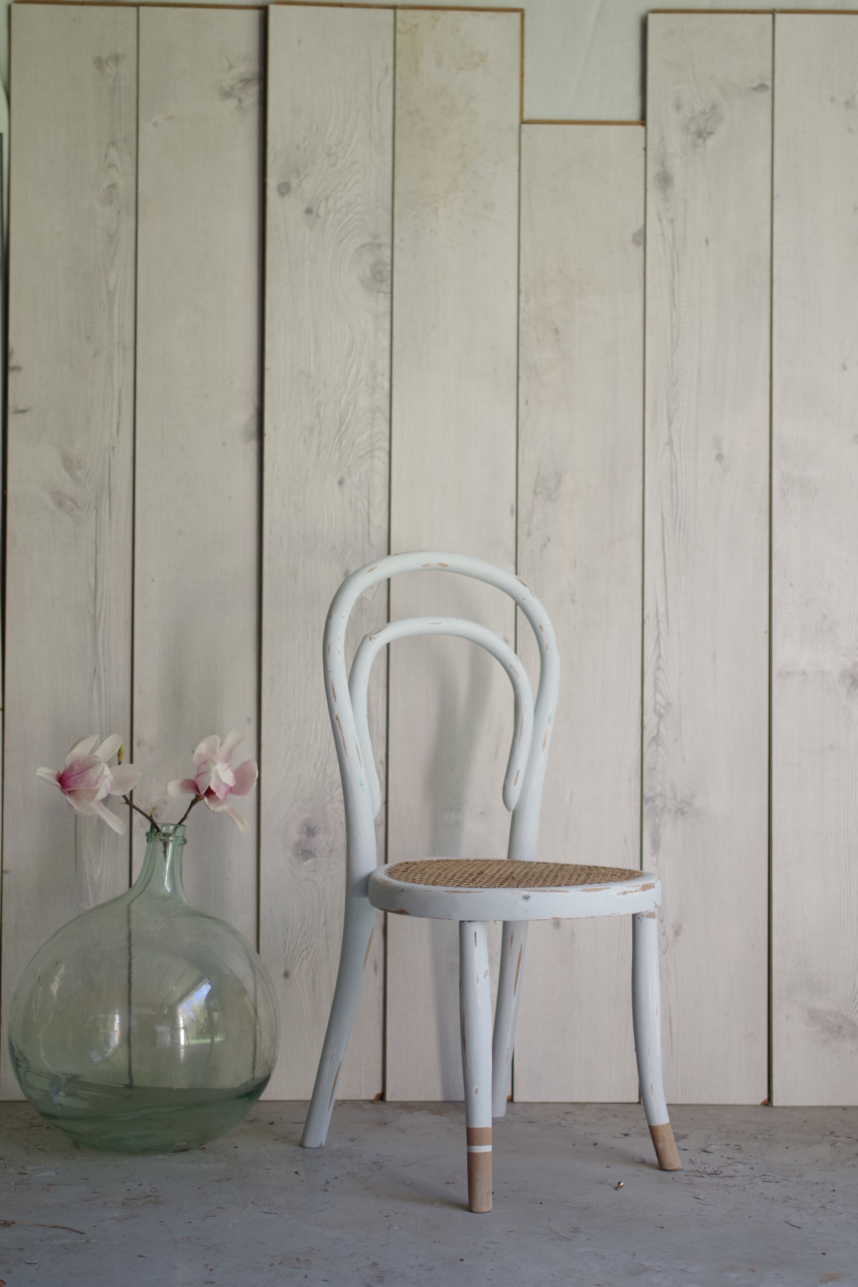 Children's tuna cannage chair renovated in sky blue