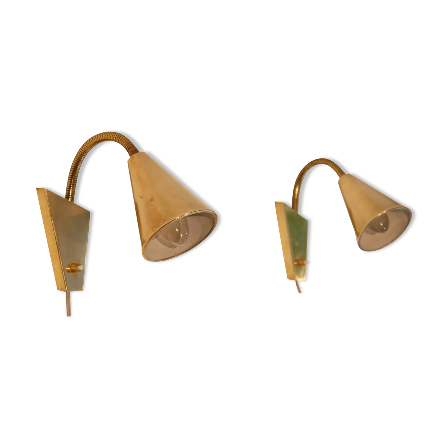 Pair of wall lamps brass 1960