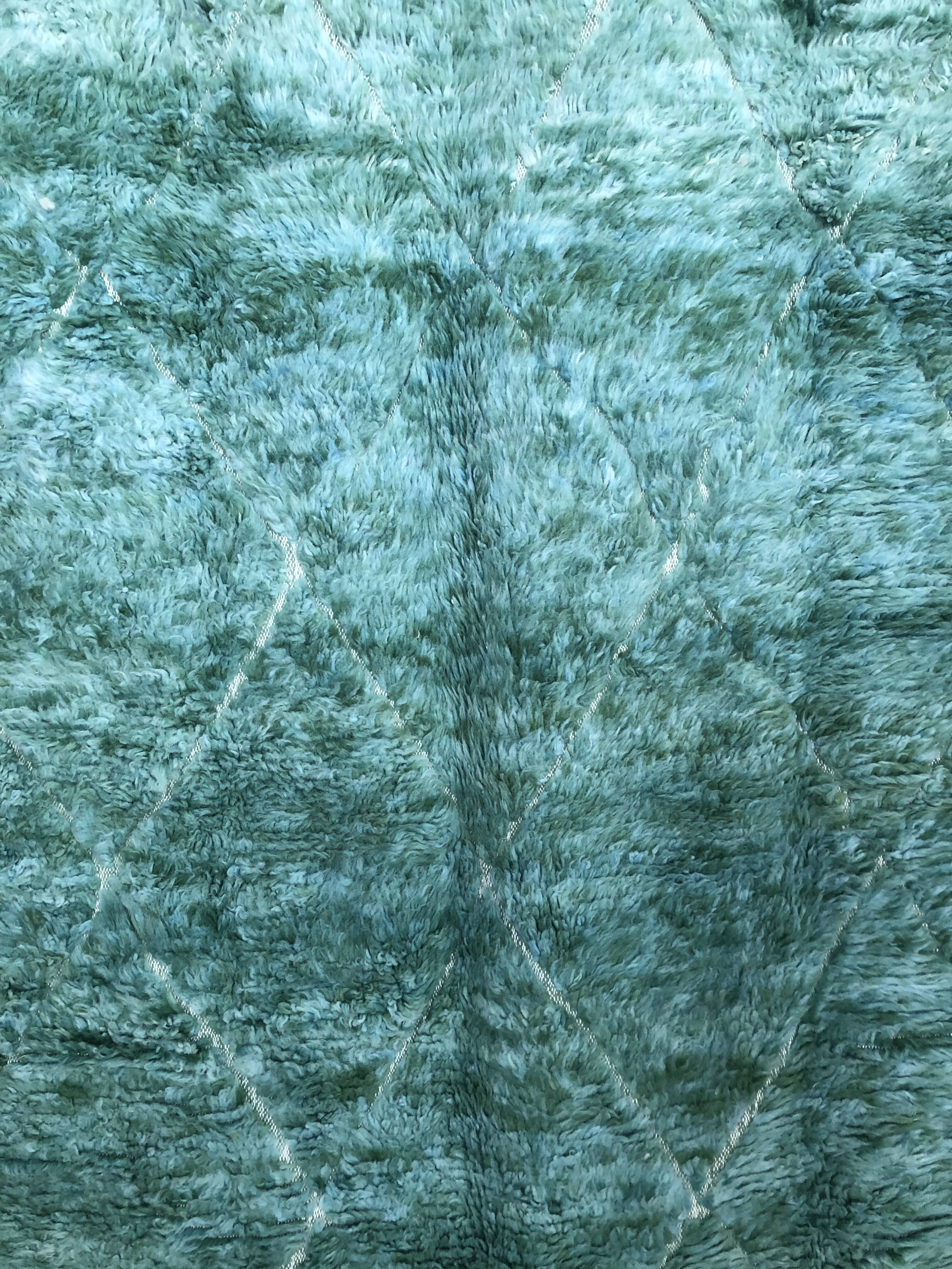 Moroccan Berber carpet Beni Ouarain emerald green 2.73x2.13m