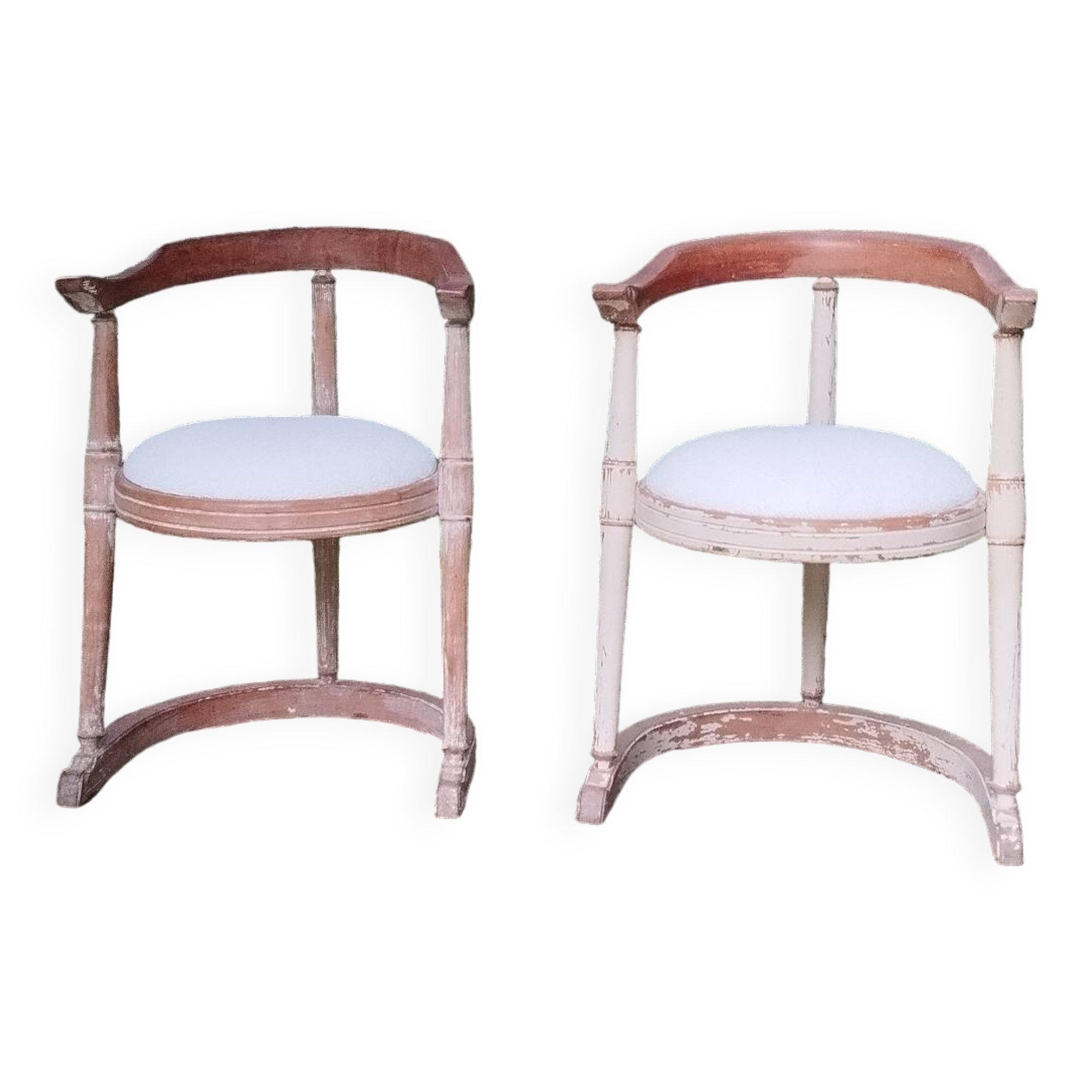 Pair of antique barrel armchairs