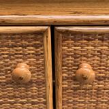 Oak rattan and woven wicker furniture 1980