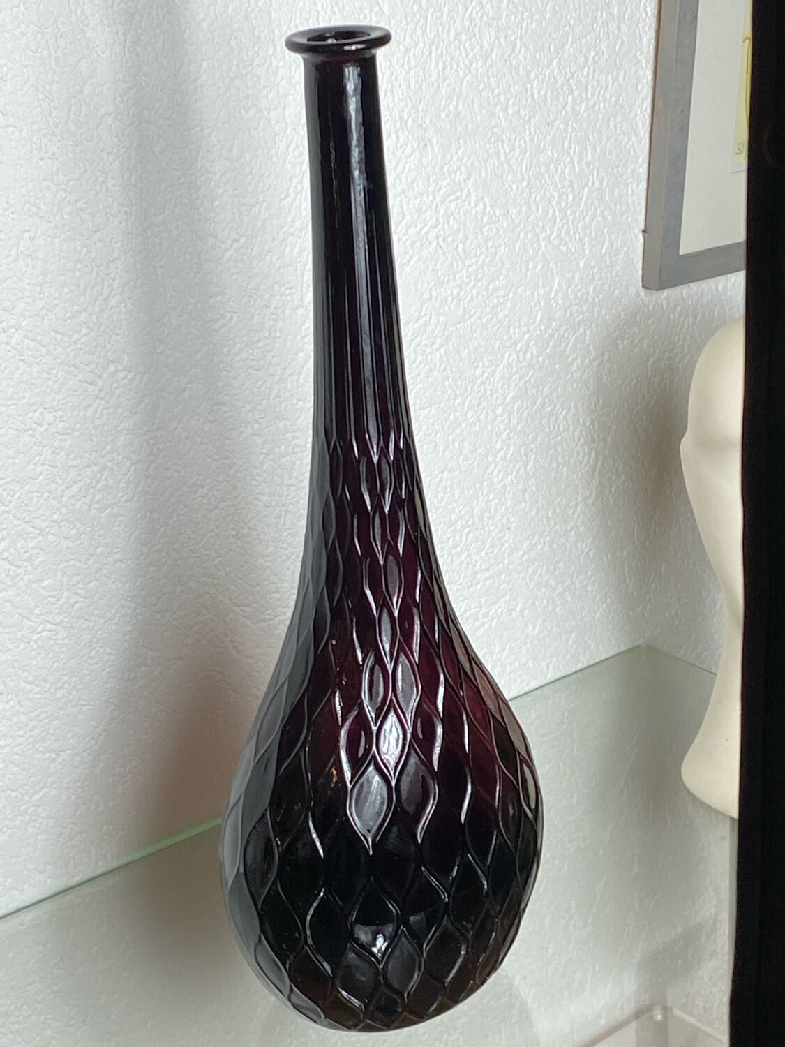 Empoli glass bottle, honeycomb pattern, 1960s