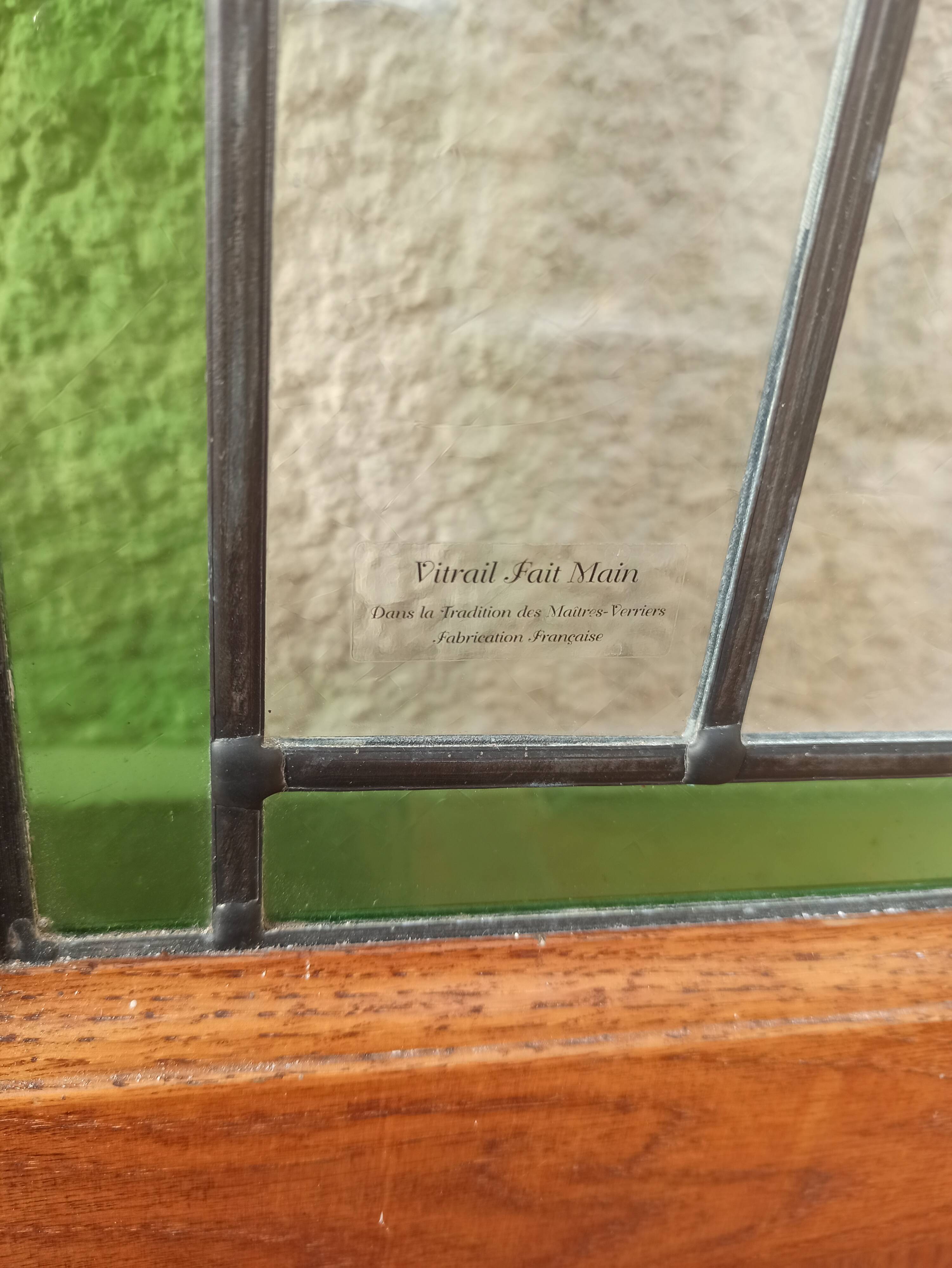 Oak doors with stained glass windows