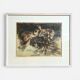 Dutch art print of a jumping frog, 1970, signed and numbered.