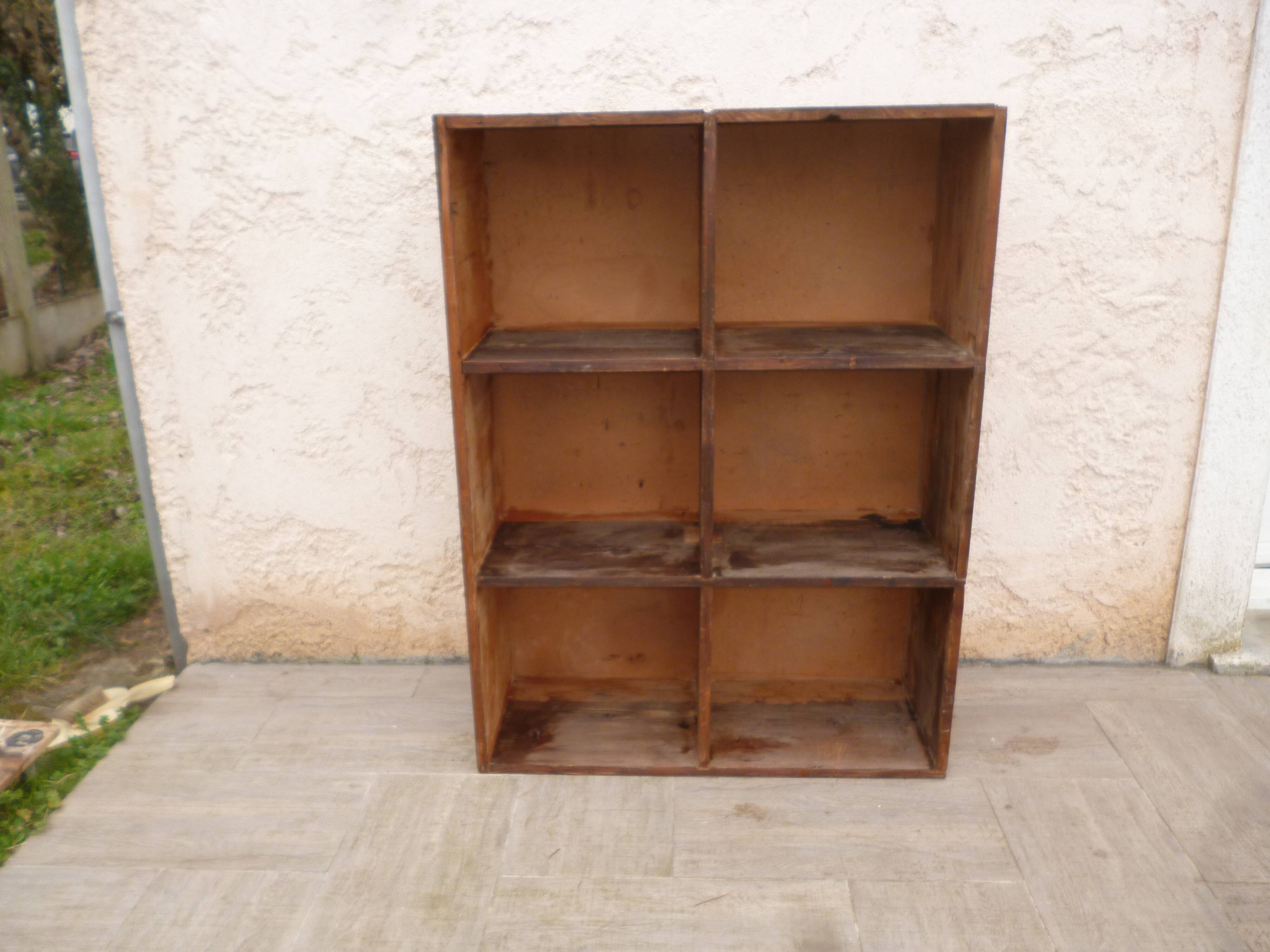 Shelves with vintage wooden lockers
