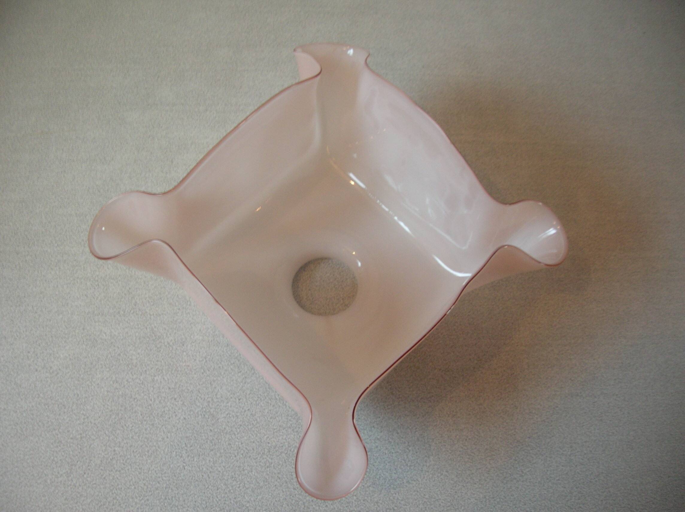 Old lampshade suspension ceiling light in pearl pink glass 26 cm vintage retro decoration