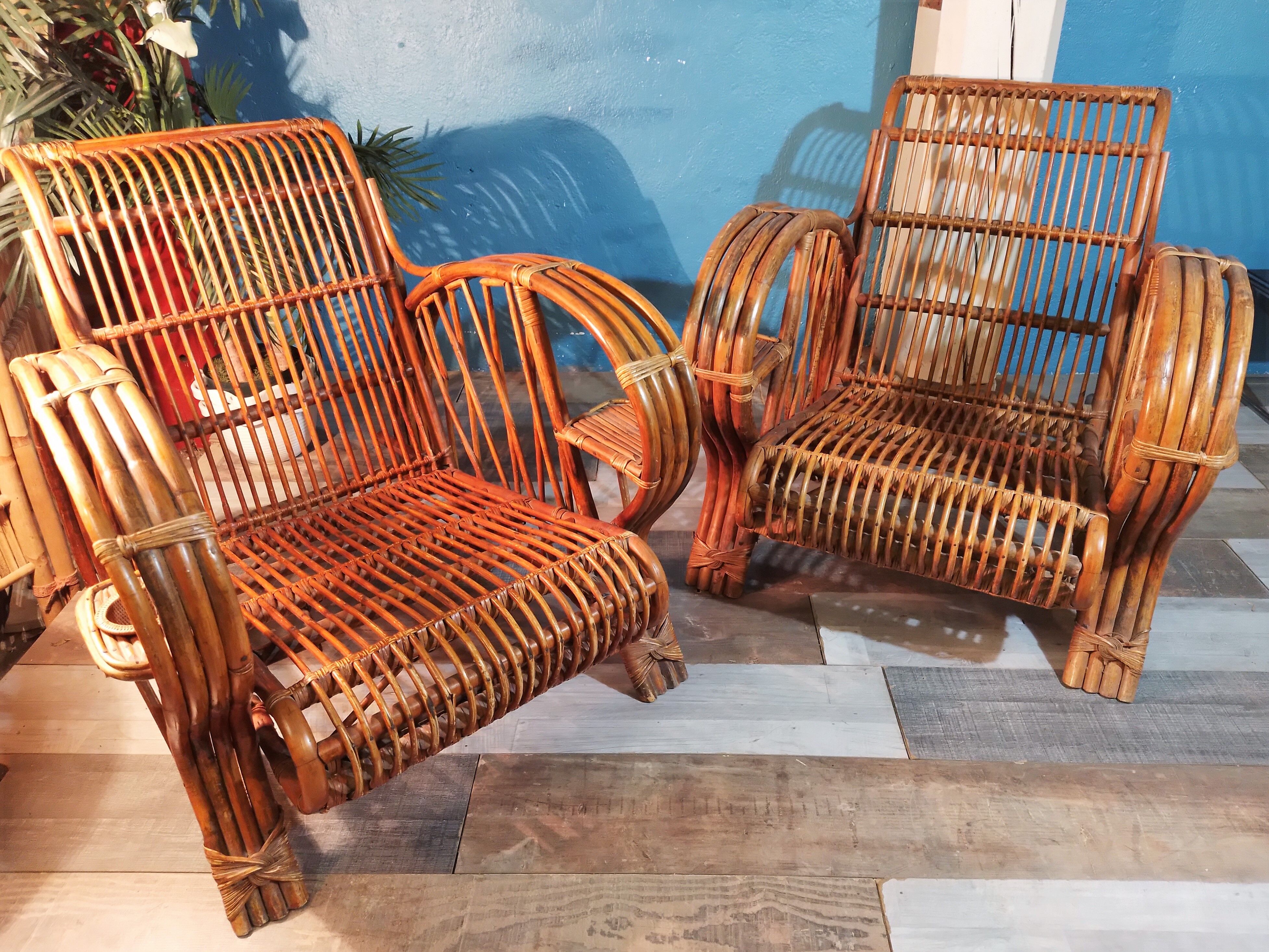 Bamboo armchairs Indochina 1940s