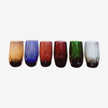 Service 6 verres colorés vintage