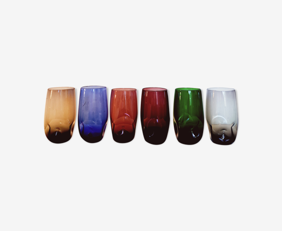 Service 6 verres colorés vintage