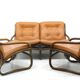 Italian Bamboo, Rattan, and Leather Living Room Set, 1970s