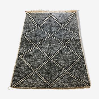 Berber carpet "Beni Ouarain" Black and white specter 215x140cm
