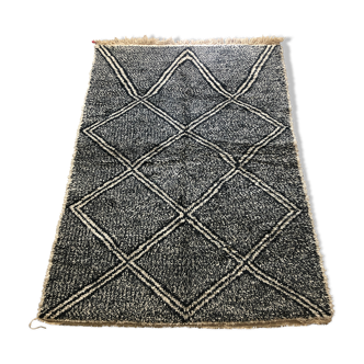 Berber carpet "Beni Ouarain" Black and white specter 215x140cm