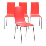 4 modernist stackable chairs in molded birch 1990 sweden