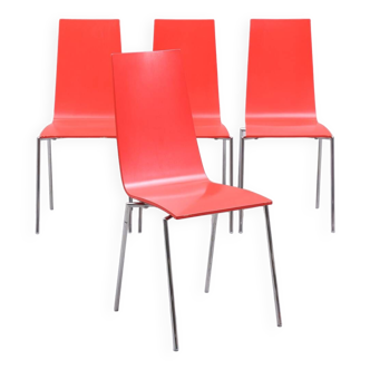 4 chaises modernistes empilables en bouleau moulé 1990 suède